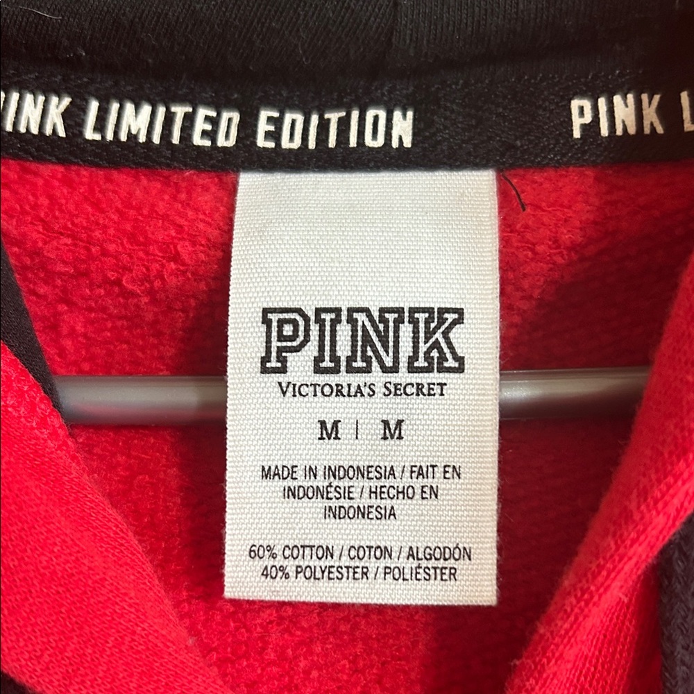 Victoria's Secret PINK Red and Black Hoodie - Picture 2 of 3